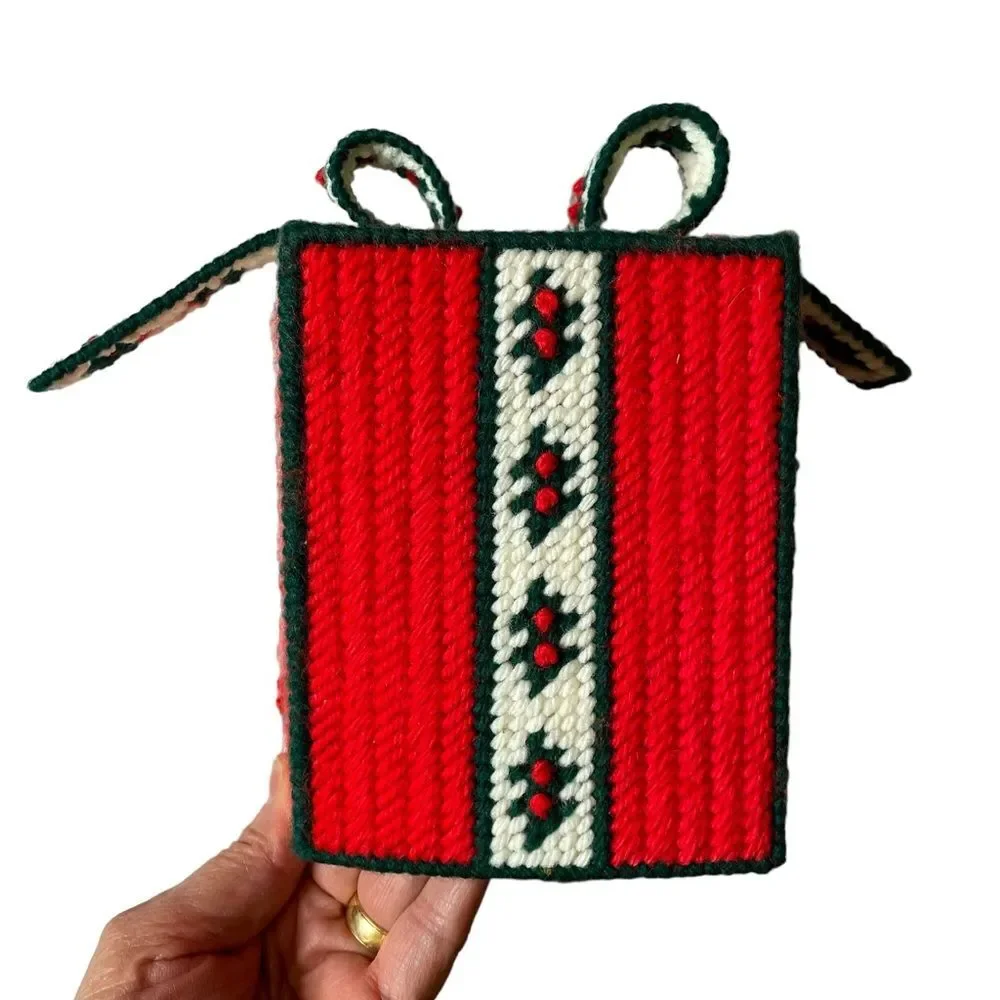 Christmas handmade cross stitch tissue box cover
